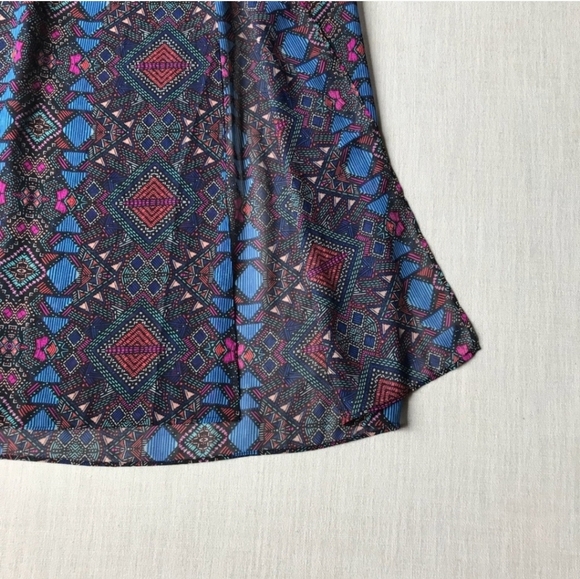 Maurices maxi elastic waist skirt with slits size small blue red tribal - Picture 3 of 6